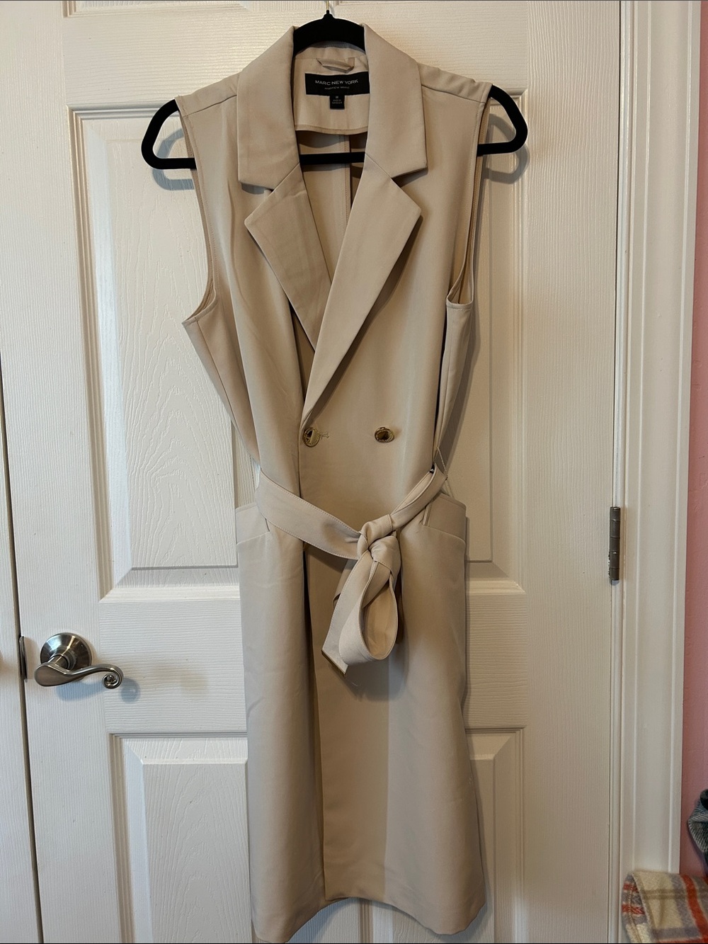Marc New York Sleeveless Trench Vest in Light Beige